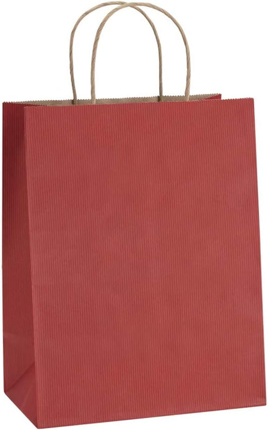 Gift Bags 8X4.25X10.5 50Pcs Red Kraft Paper Bags with Handles Bulk, for Shopping, Retail, Merchandise, Party Favor, Gifts, Business, Recycled Kraft Paper Sacks