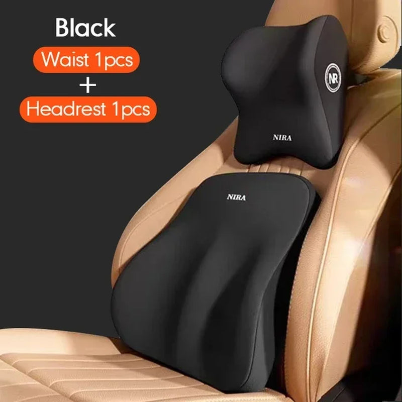 Memory Foam Car Universal Headrest Lumbar Cushion Back Cushion Lumbar Pillow Car Comfort Neck Pillow Car General Accessories