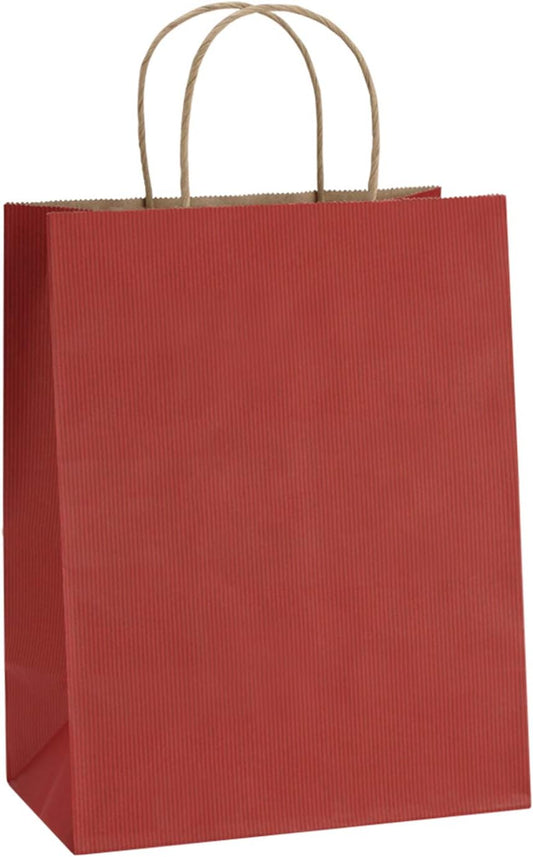 Gift Bags 8X4.25X10.5 Inches 25Pcs Red Kraft Paper Gift Bags with Handles Bulk, for Retail, Merchandise, Shopping, Recycled Paper Sacks