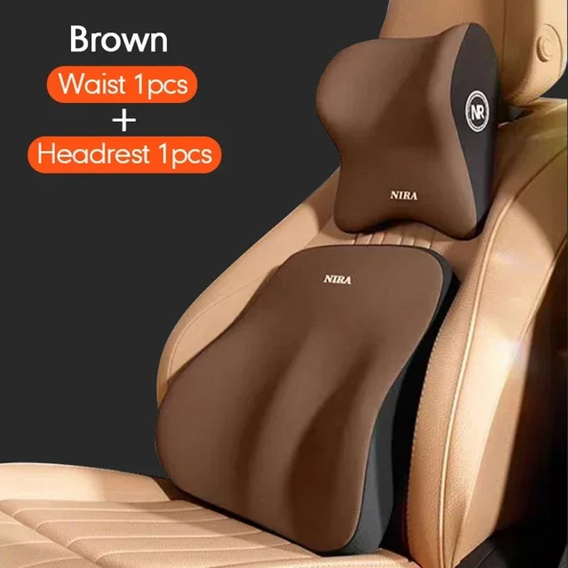 Memory Foam Car Universal Headrest Lumbar Cushion Back Cushion Lumbar Pillow Car Comfort Neck Pillow Car General Accessories
