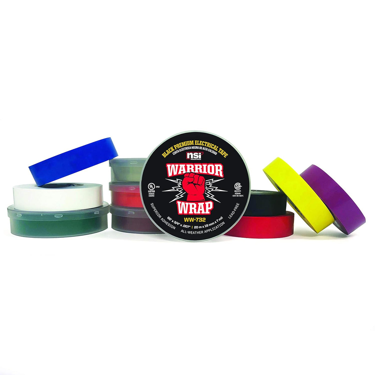 WW-716-WT Warriorwrap General 7 Mil Vinyl Electrical Tape, 3/4" Width, 60' Length, White