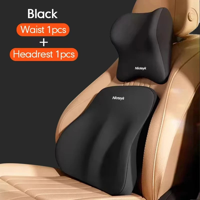 Memory Foam Car Universal Headrest Lumbar Cushion Back Cushion Lumbar Pillow Car Comfort Neck Pillow Car General Accessories